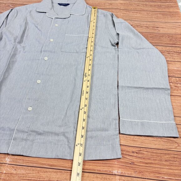 Mens Bonsoir London 100% Cotton Gray Pajama Set With White Piping - Picture 6 of 16